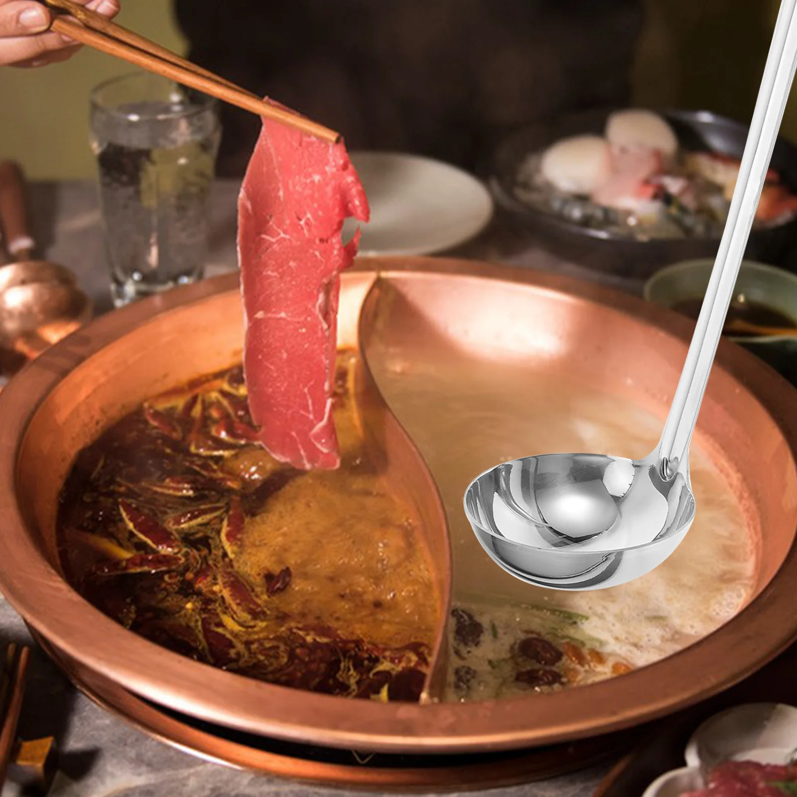 

Long Handle Stainless Steel Soup Ladle Deepened Thickened Heavy Duty Serving Spoon Hook Cooking Kitchen Soup Ladles