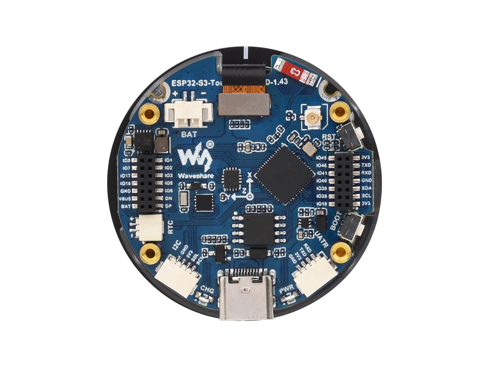 Picture 7: Waveshare ESP32-S3 1.43inch AMOLED Display Development Board, 466×466, QSPI Interface Round Display,