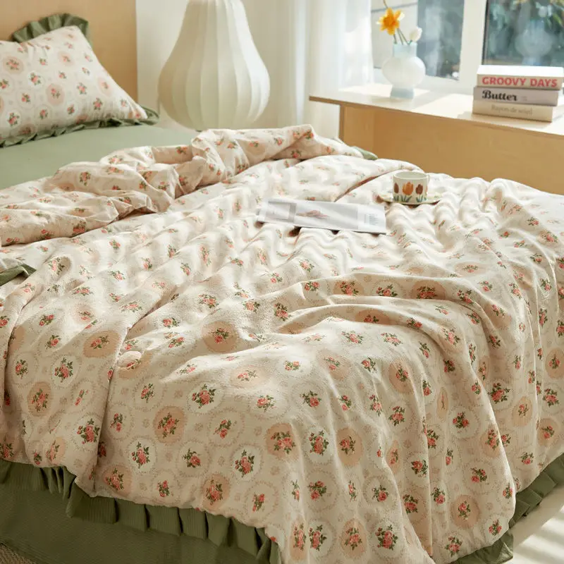 Cool Blanket Quilt Water Washed Cotton Wrinkled Yarn Summer Quilt Set Of Four Girl Heart Summer Cool Air Conditioning Quilt