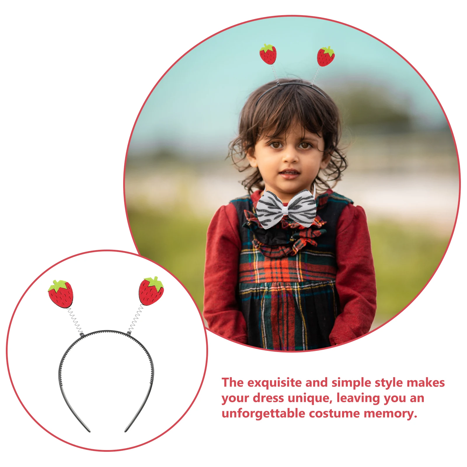 

2Pcs Strawberry Headband Fruits Hairband Kids Hair Accessories for New Year Carnival Fruits Hair Piece Headband