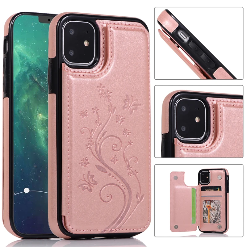 

Butterfly Embossing Leather Case For iPhone 15 Pro 14 Plus 13 Pro Max 12 Pro 12 Mni 11 Pro X XR XS Max XR SE 2022 8 7 6 6S Plus