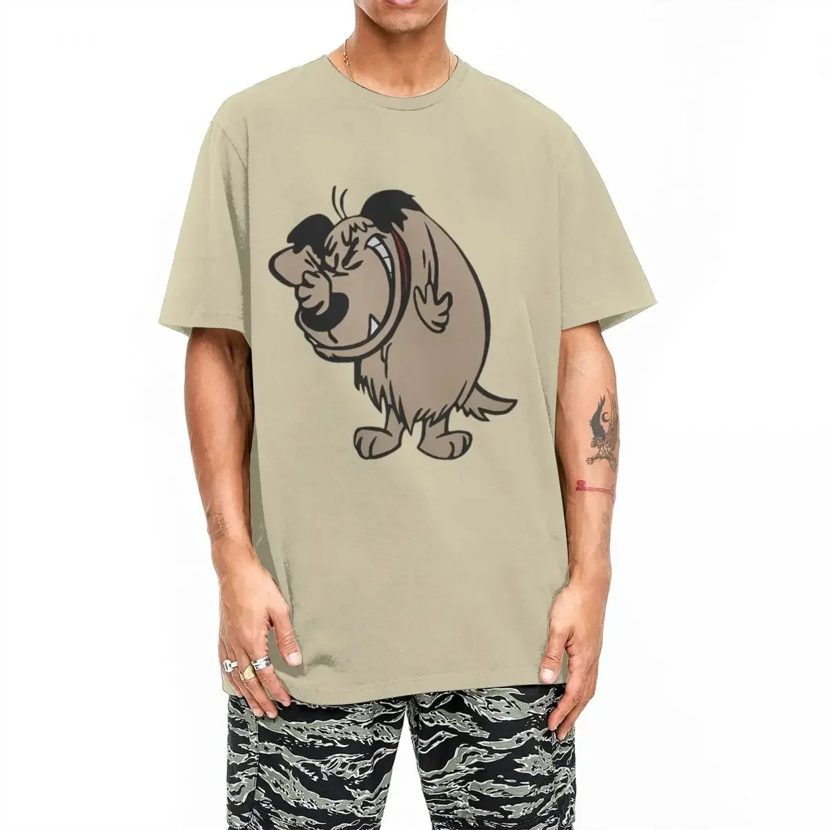 Muttley T Shirts Men Cotton Fashion for Male T-Shirt  Wacky Races Mutley Cartoon Laughing Dog Tees Short Sleeve Clothes Big Size