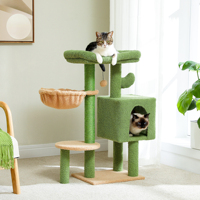 Fast Delivery Cactus Cat Tree with Condo Hammock Cat Tower Scratching Post for Kitten Bed Scratcher Cat Accessories Pet Cat Toys