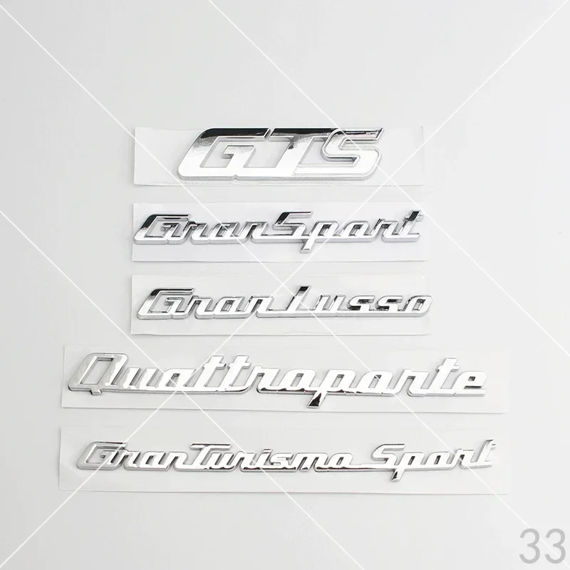 Chrome Silver ABS Rear Boot Trunk Emblem Badge Side Fender Stickers For Maserati GTS Ghibli Gransport Granlusso Quattroporte B