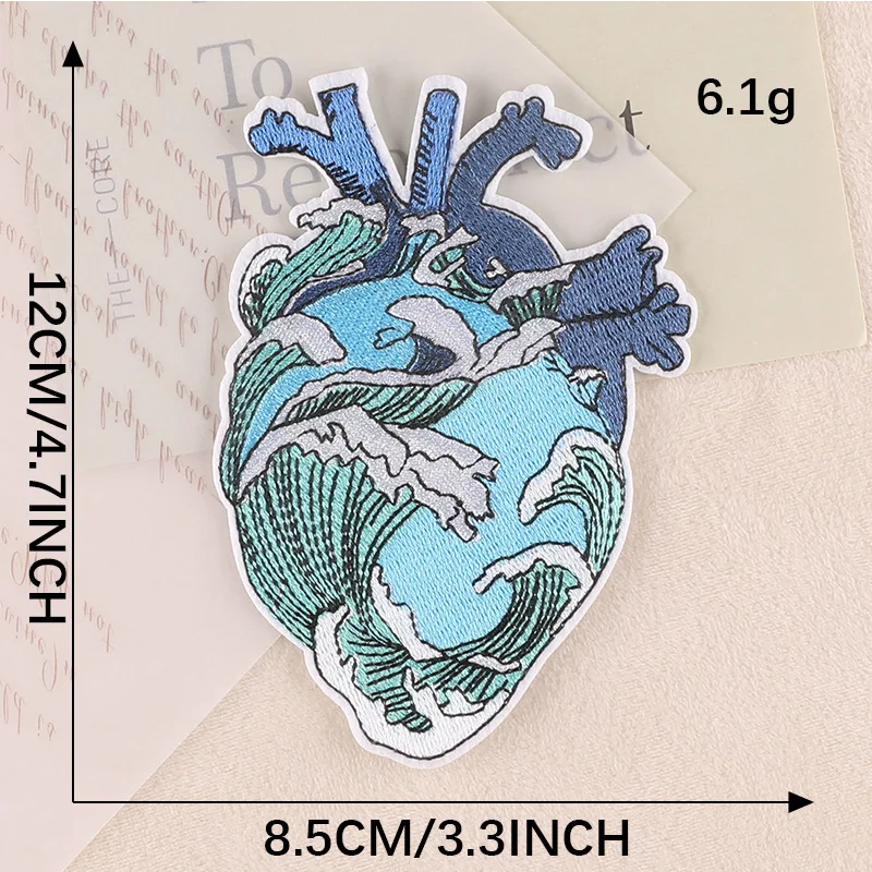 Aufnäher zum Aufnähen für Kleidung, Herz, Eisen, bestickt, schmelzbar, thermoadhäsive Designer-Mochila, Transfers de Con, Plancha, Stoffjeans – Detail 15