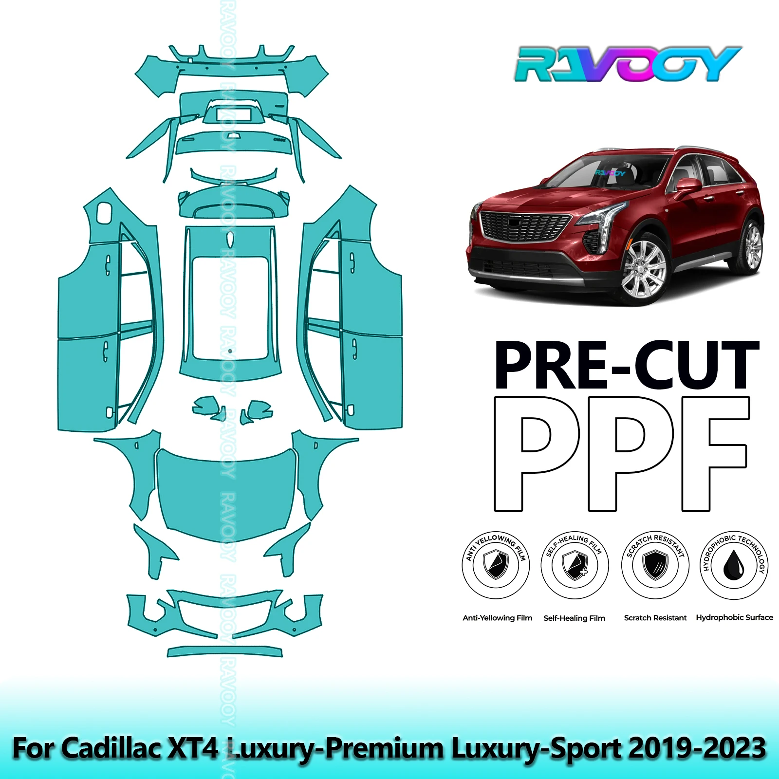

Car Precut PPF Paint Protection Film Full Vehicle For Cadillac XT4 Luxury-Premium Luxury-Sport 2019-2023
