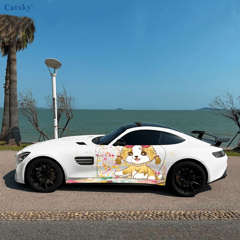 

Ши-тцу собака летающие шахматы автомобильные виниловые наклейки самоклеящаяся наклейка из ПВХ подходит для грузовиков внедорожник Декор автоаксессуары подарок