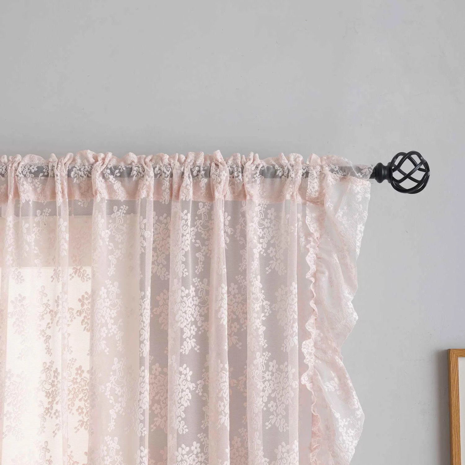 

French Pastoral Embroidery Lace Pink Sheer Curtains For Windows, Retro Tulle Curtains For Bedroom Living Room, Home Curtains
