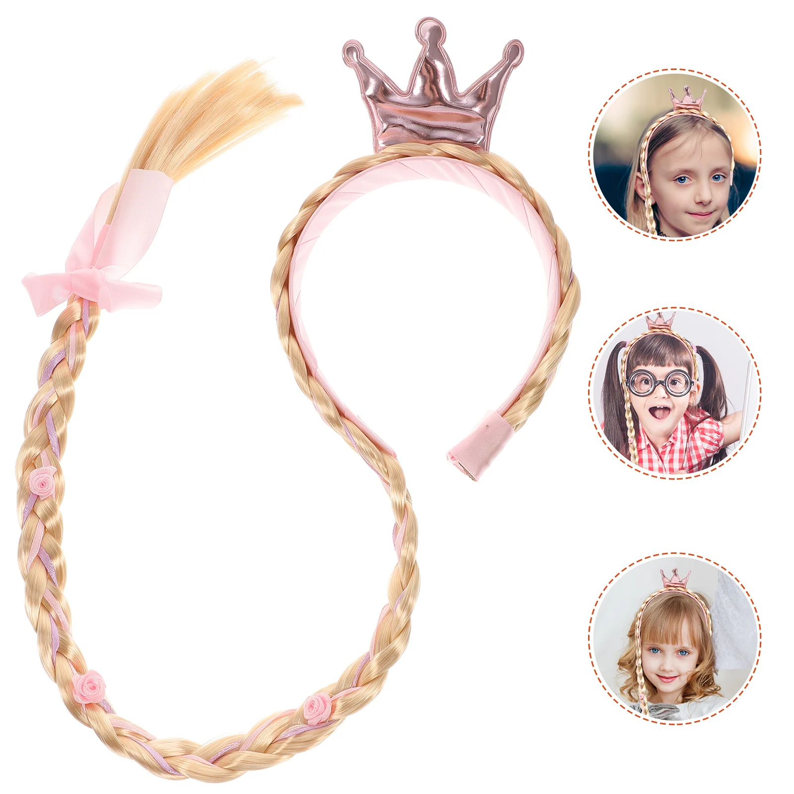 

Princess Crown Accessories 50cm Kids Headbands Colorful Braid Party Children Gifts Daily Stage Stage Crown Headdress Headdress