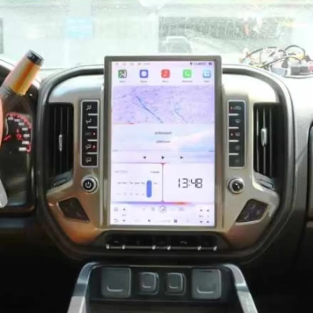 يانغ 14.5 بوصة شاشة عمودية لجي إم سي سييرا شيفروليه سيلفرادو 2014-2019 سيارة مشغل راديو الوسائط المتعددة أندرويد 13 وحدة LCD داش #5