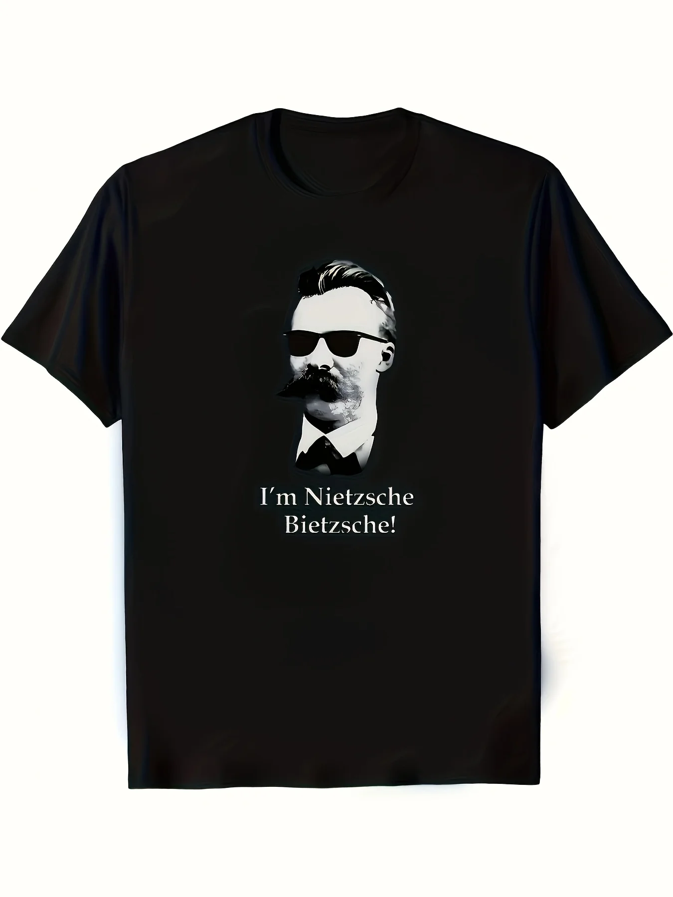 Men'S Humorous Graphic Tee - I'M Nietzsche Bietzsche! | Soft Black Shirt Featuring a Mustache Image - Lightweight Summer Top for