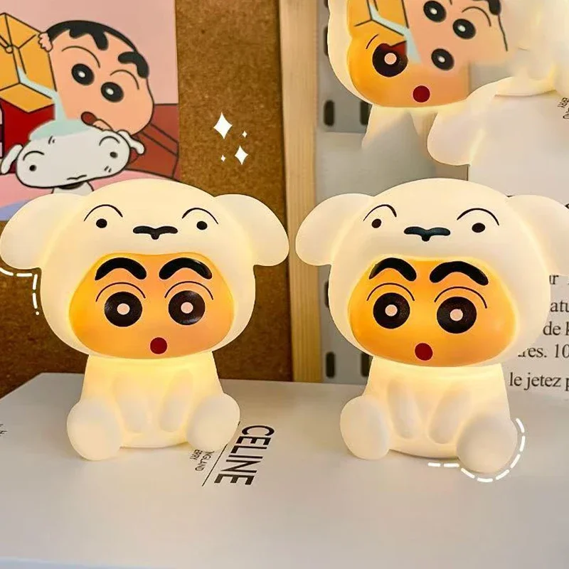 Lámpara Nocturna Pequeña de Anime Crayon Shin-Chan, Luz Suave para Proteger la Vista, Lámpara de Noche Recargable para Dormitorio, Regalos de Cumpleaños