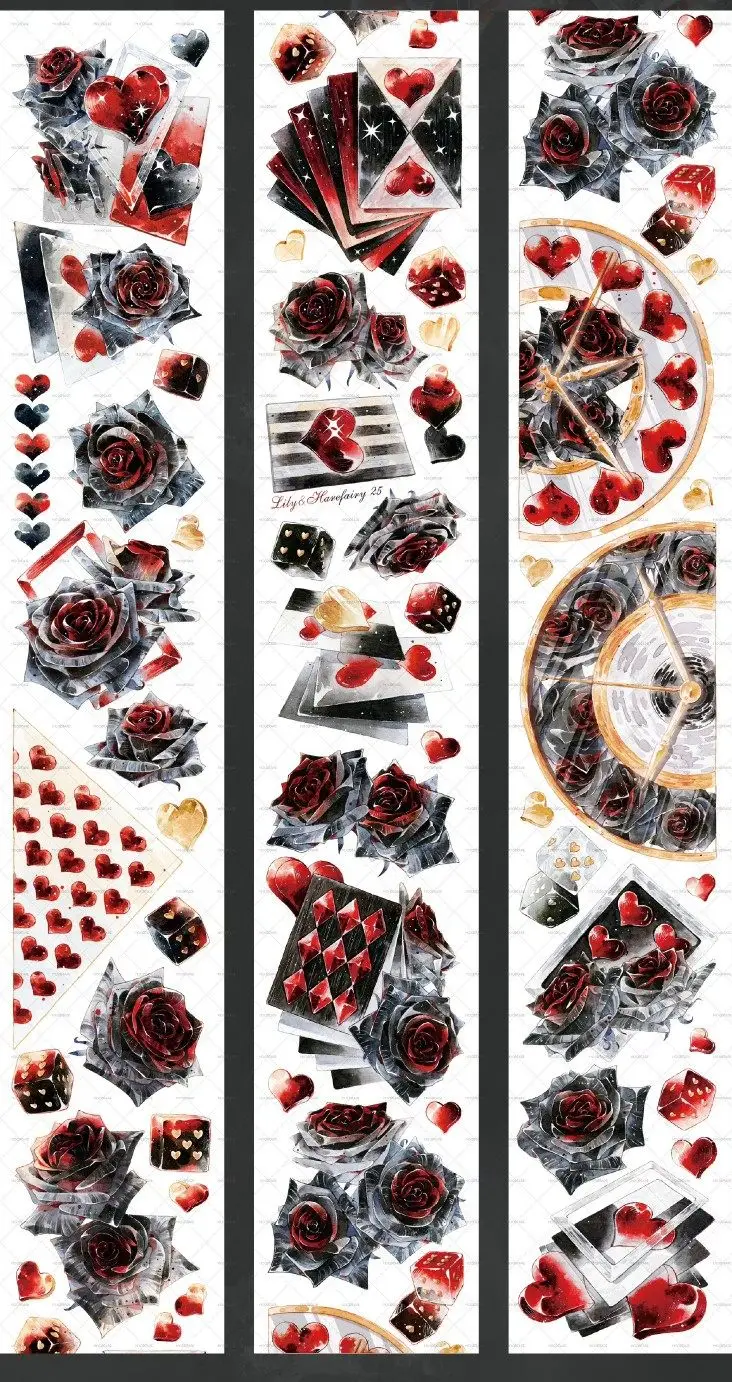 

Коллекция черных розовых и сердечек, декоративная лента Васи, блестящая лента для рукоделия для домашних животных, скрапбукинга, ведения журнала, проектов DIY