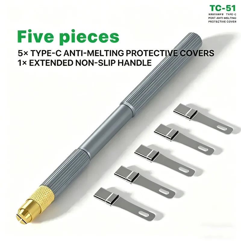 MECHANIC TC-51 Type-C Anti-scald Protective Cover Set Tail Plug Soldering Heat Protection Sleeve for Phone Repair Work
