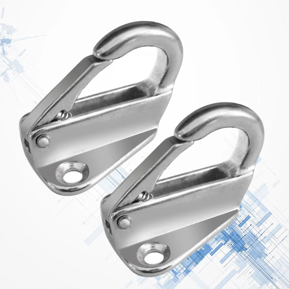 2pcs Marine Grade Stainless Steel Spring Hook Snap Attach Rope Boat Sail Tug Ship Marine (Silver) boat hooks