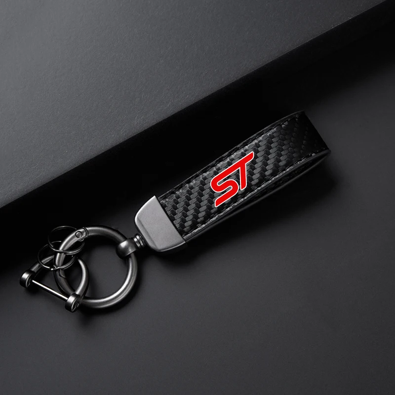 High-Grade Leather Car Ring Keychain Trinket Zinc Alloy Keyrings Rotate 360 Degrees For Ford ST Focus Mondeo Fiesta Ecosport