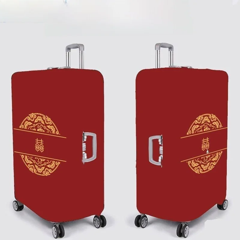 Durable Wedding Red Travel Suitcase Cover Protective Padded Bridal Trunk Lid Case Bag Wedding Gift Double Happiness Character