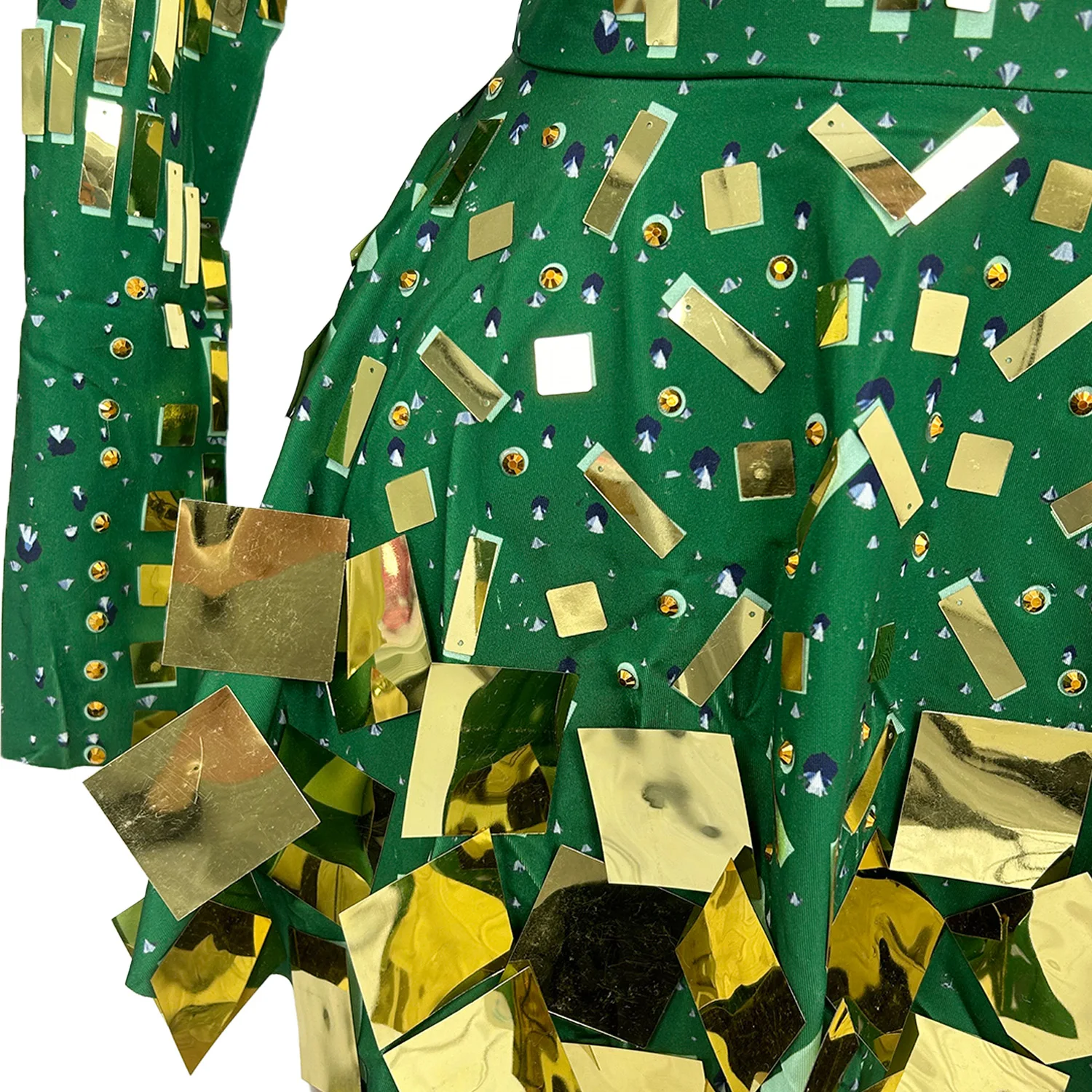 New Mirror Party Dress Green Stretch Stage Dance Dress Nightclub Party Celebrate Dress Women Dancer Performance Clothes Xieshi