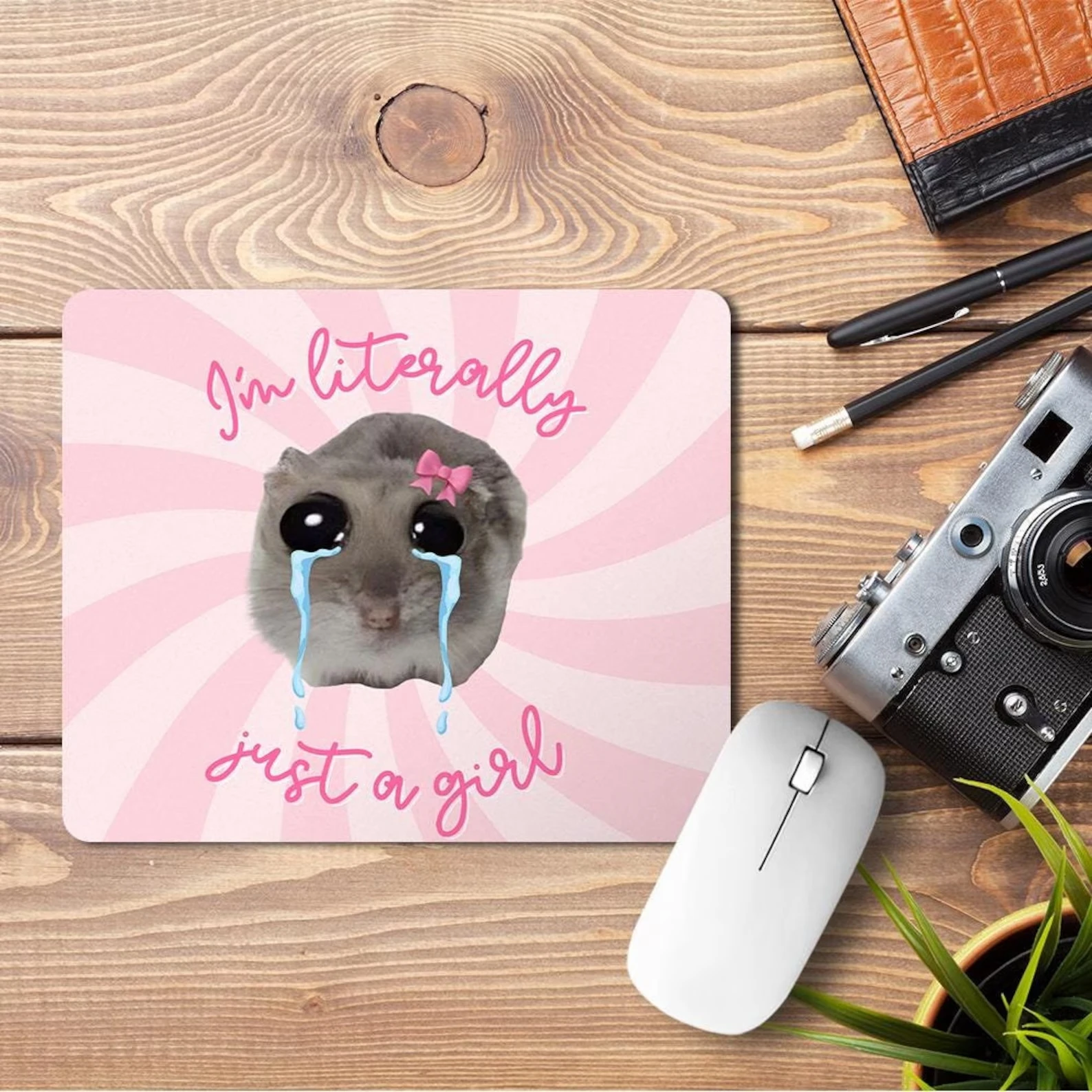 Mouse pad 1pc Rectangular mouse Funny Hamster Meme Office Desk Accessory Durable Large 20x25cm Mats Work Colleague