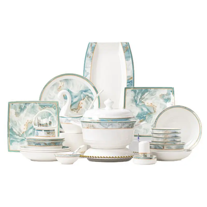 

Tableware set, light luxury and high-end sense, ceramic bowl and dish set.