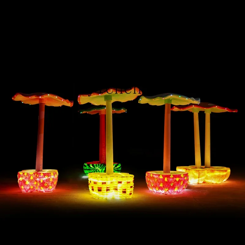 L18- cartoon mushroom fruit seat sculpture forest scenic shopping mall decoration fiberglass large ornament