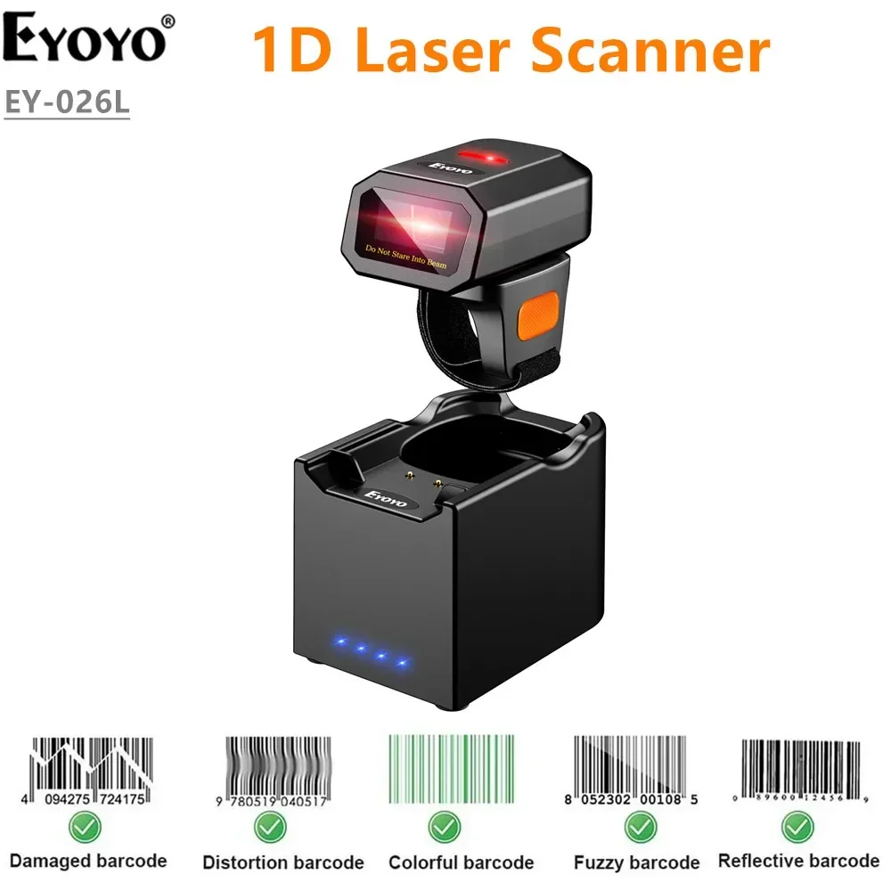 Eyoyo Mini Portable 1D/2D Code Reader Wearable QR Barcode Reader USB Wired 2.4G Wireless Bluetooth Bar Code Scanner iPad/Phone