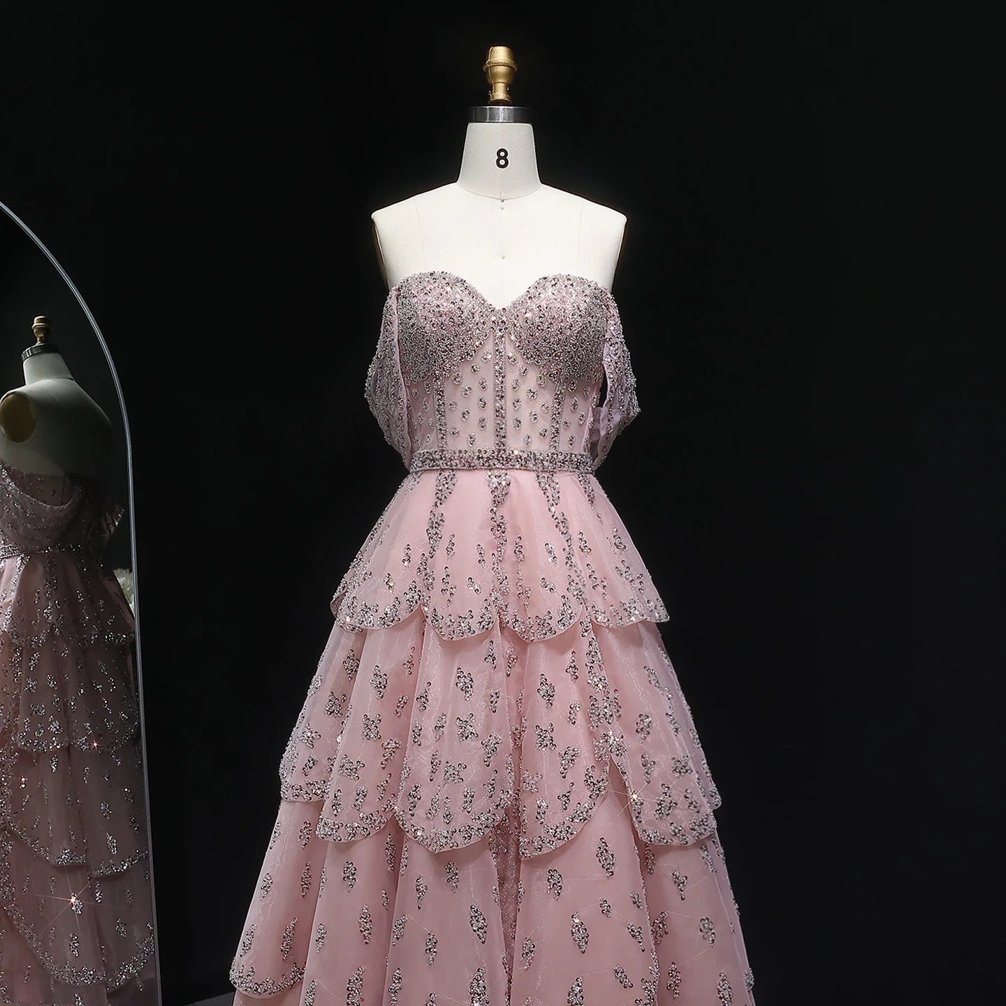Sharon Said Luxuriöses Rüschen-Ballkleid in Rosa, Elegantes Gelbes Abendkleid, Formelles Ballkleid 2026 für Damen, Hochzeitsfeier, SS612, Maßanfertigung – Detail 20