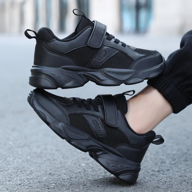 Verão crianças tênis meninos sapatos casuais preto respirável estudante tênis de corrida moda crianças meninas esporte ao ar livre tênis