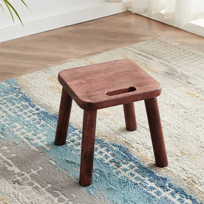 1 solid wood small square stool, portable solid wood low stool.