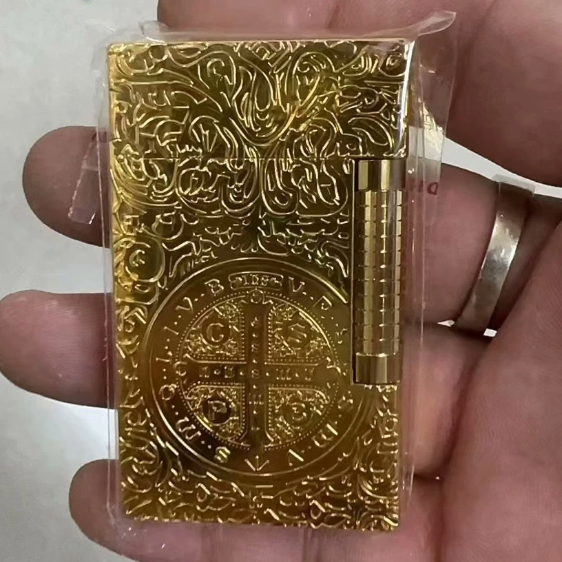 S.T. Dupont Lighter Golden Constantine Iconic Flame with Intricate Engravings Collection