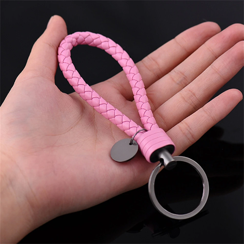 PU Leather Woven Rope Keychain for Men Women Car Key Holder Pendant DIY Handbag Ornaments Trinket Keyring Accessories Gift