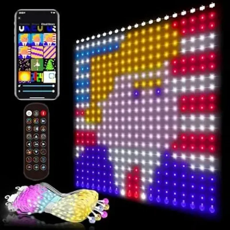 Rideau lumineux intelligent avec motif DIY, 400led, pour décoration de fenêtre, extérieur, pour noël, décoration de maison, cadeau, nouveauté 2026