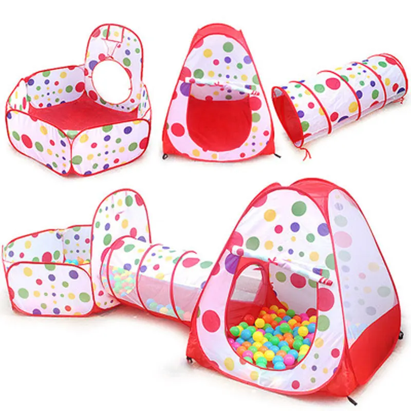 Tenda portátil Brinquedos para crianças, barracas de acampamento, piscina de bolas, brincar de casa, túnel rastejando, barraca pop-up ao ar livre, 3