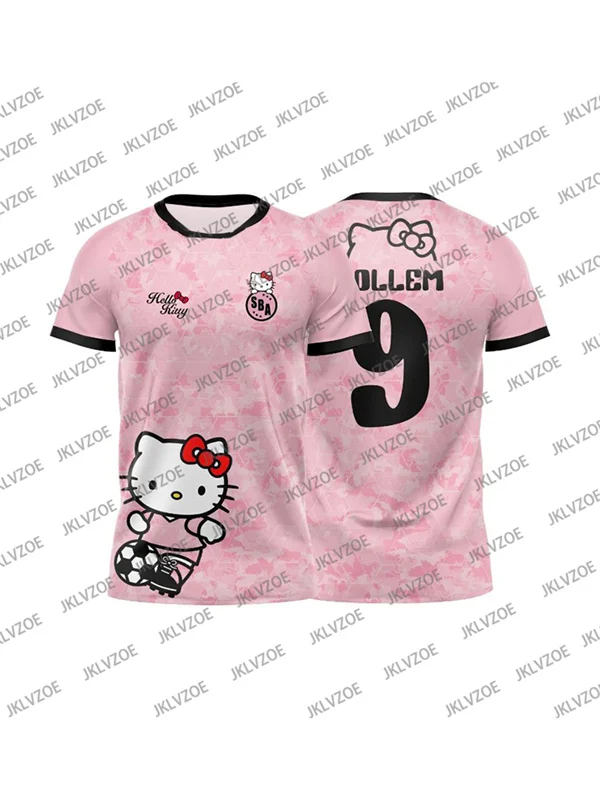 2025 طبعة خاصة سانريو مرحبا كيتي رقم 10 كرة القدم جيرسي ثلاثية الأبعاد س الرقبة تنفس الرياضة المحملة الرجال النساء الشارع الشهير موضة تيز #6