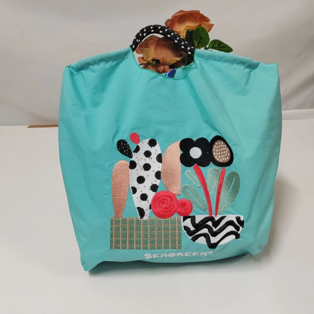 

2024 Embroidery Shoulder Bag Nylon Reusable Underarm Bag Large Capacity Trendy Shopping Totes Bag Sexy