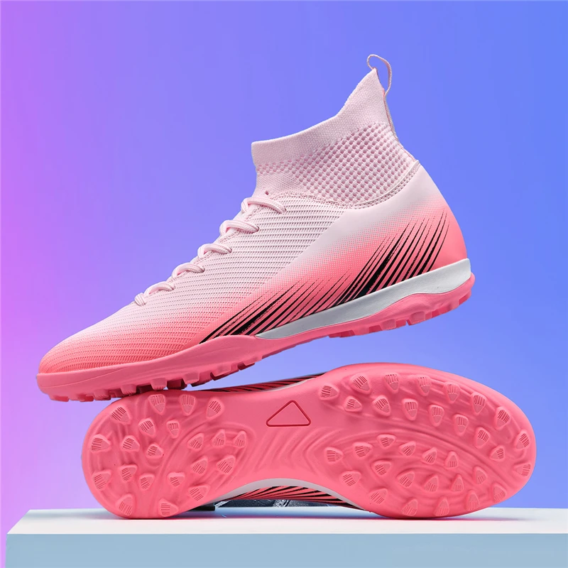 زوج من أحذية كرة القدم الجلدية العلوية عالية الجودة للأطفال في الفصول الأربعة، أحذية كرة قدم مقاومة للاهتراء، مقاسات 34-46، HXH-2607G-1