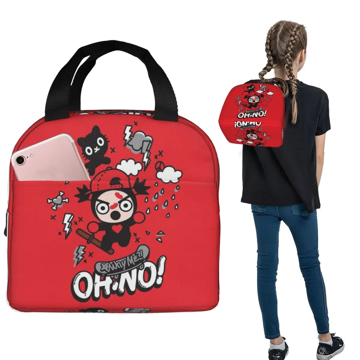 

Cartoon Pucca Lunch Bags Insulated Bento Box Portable Lunch Tote Leakproof Cooler Thermal Bag for Woman Children Travel
