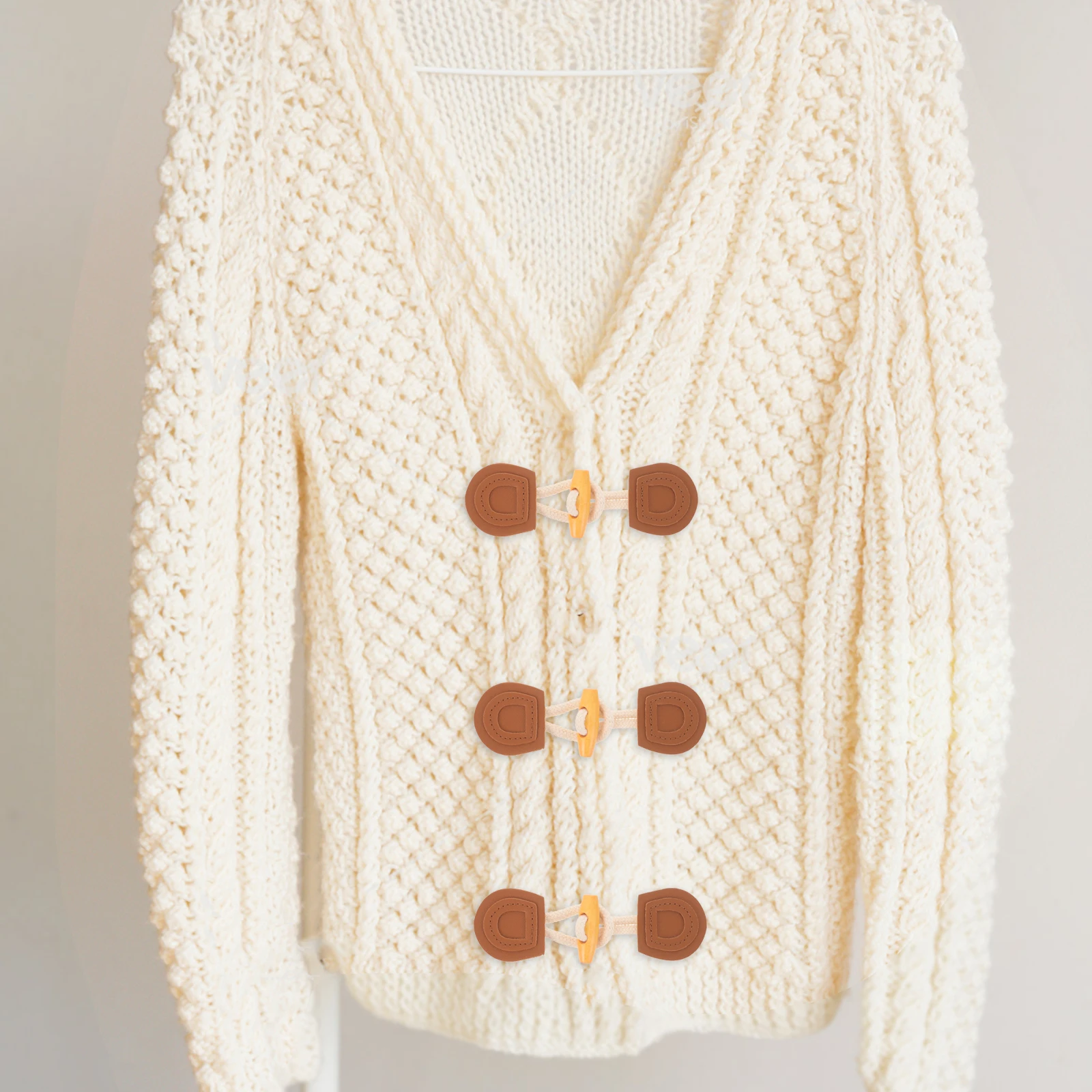 

6 Pairs Horn Buckle Clothing Toggle Buttons Coat Buckles Duffle Closure Decorative Wood Brown Fashion Accessories