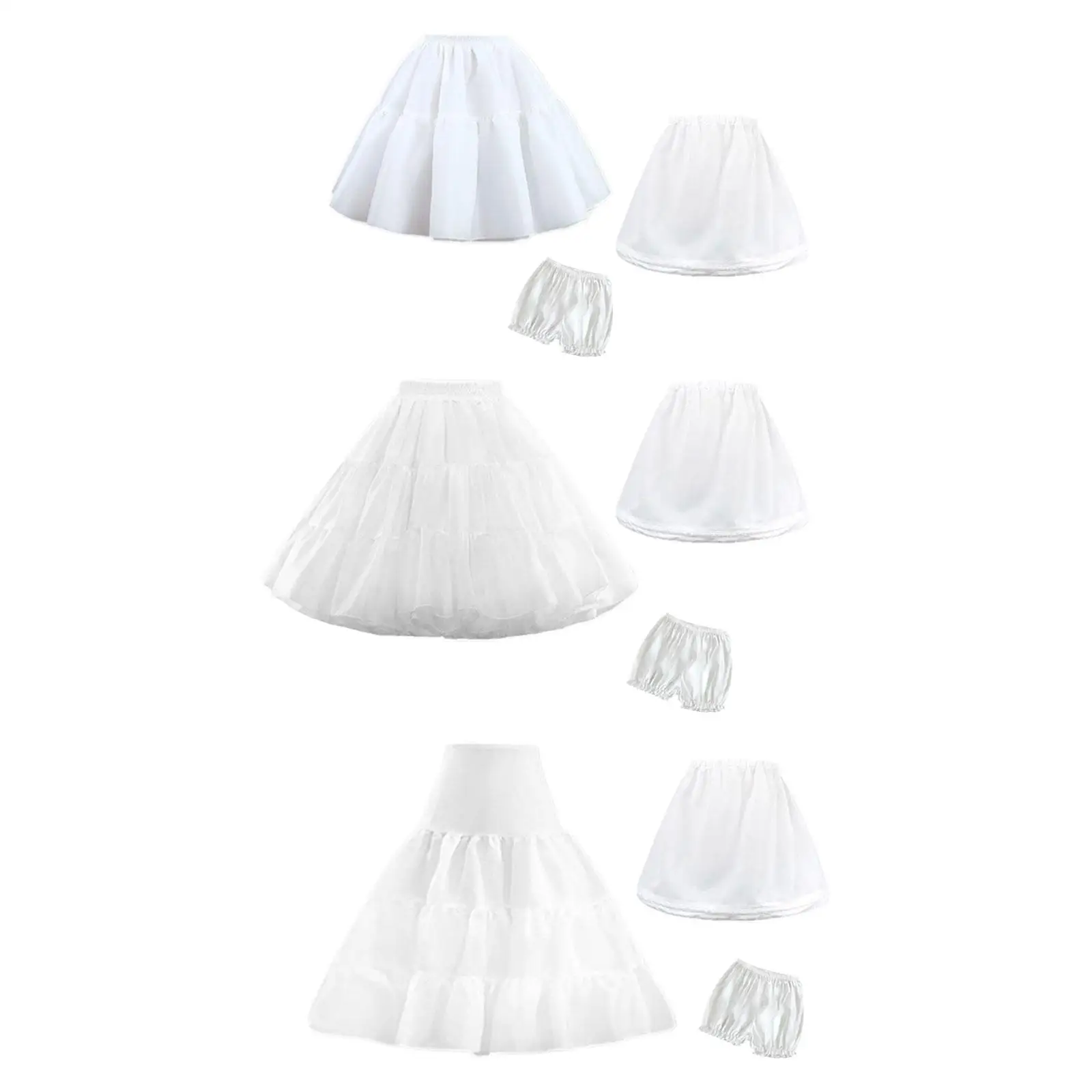 Short Petticoat Set Elastic Waist Petticoat White Double Layer Lolita Costume for Role Playing Stage Show Party Wedding Gifts