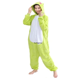 Green Frog Cosplay Costumes Halloween Christmas Cartoon Sleepwear Onesie Winter Unisex Men And Women Warm One-piece Pajamas Set