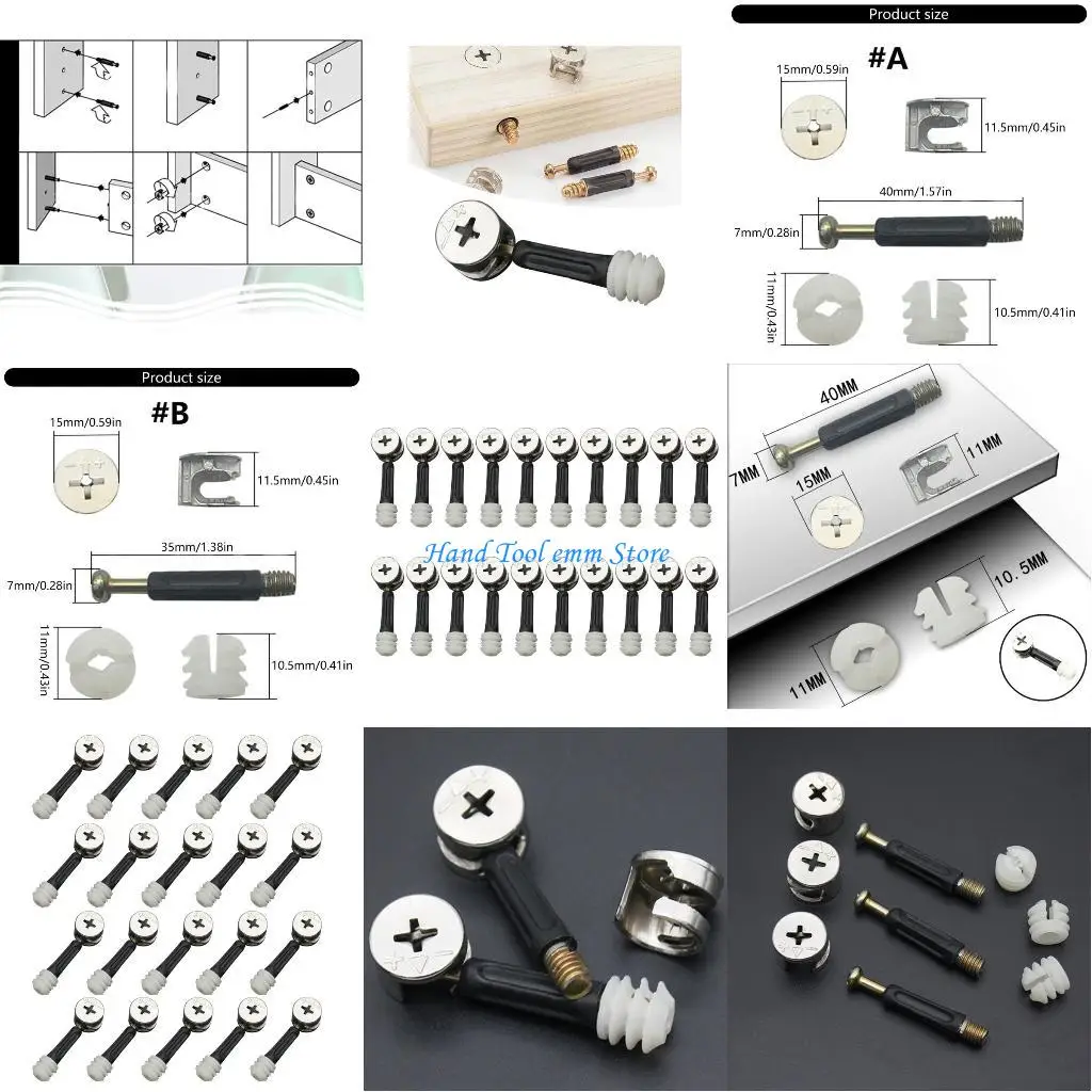 

H37F 20PCS Eccentric Wheel Connectors Iron and Plastic for Quick Installation and Reliabled Stability in Wardrobes Desk Fixer