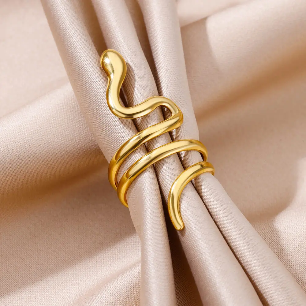 Gold Color Snake Rings for Women Men Vintage Stainless Steel Ring Female Gothic Jewelry Accesorios free shipping items anillos