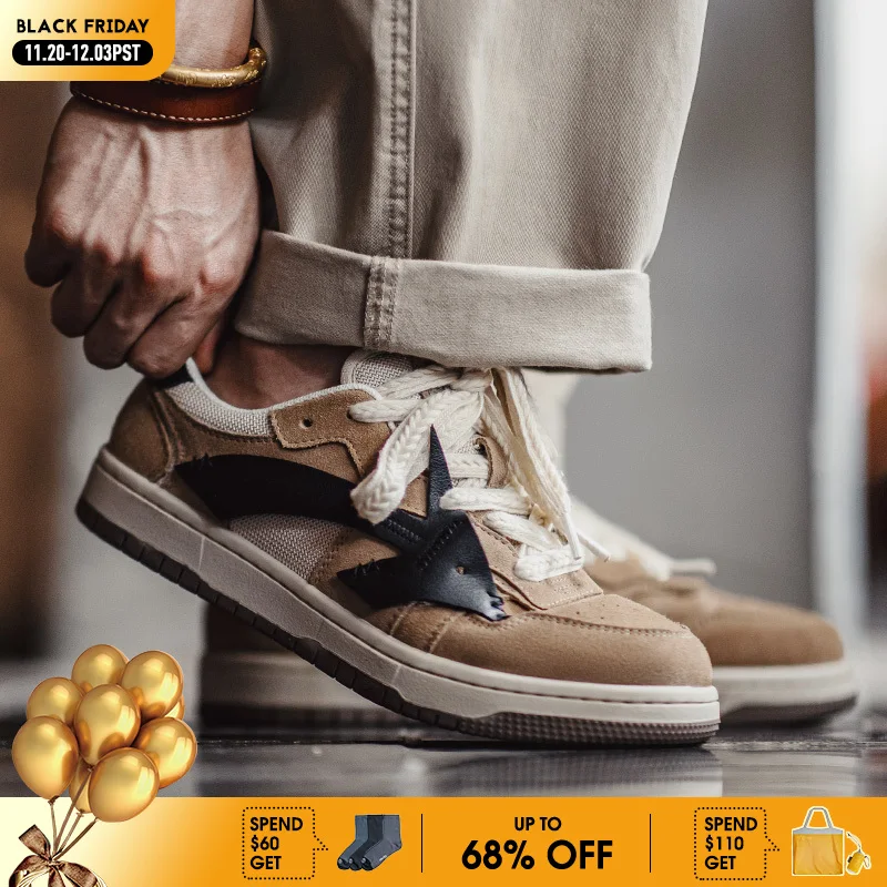 

Maden Retro Spliced Sports Sneakers for Men with Low - top Breathable Suitable for Casual Outfits Lace - up Shoes in Autumn