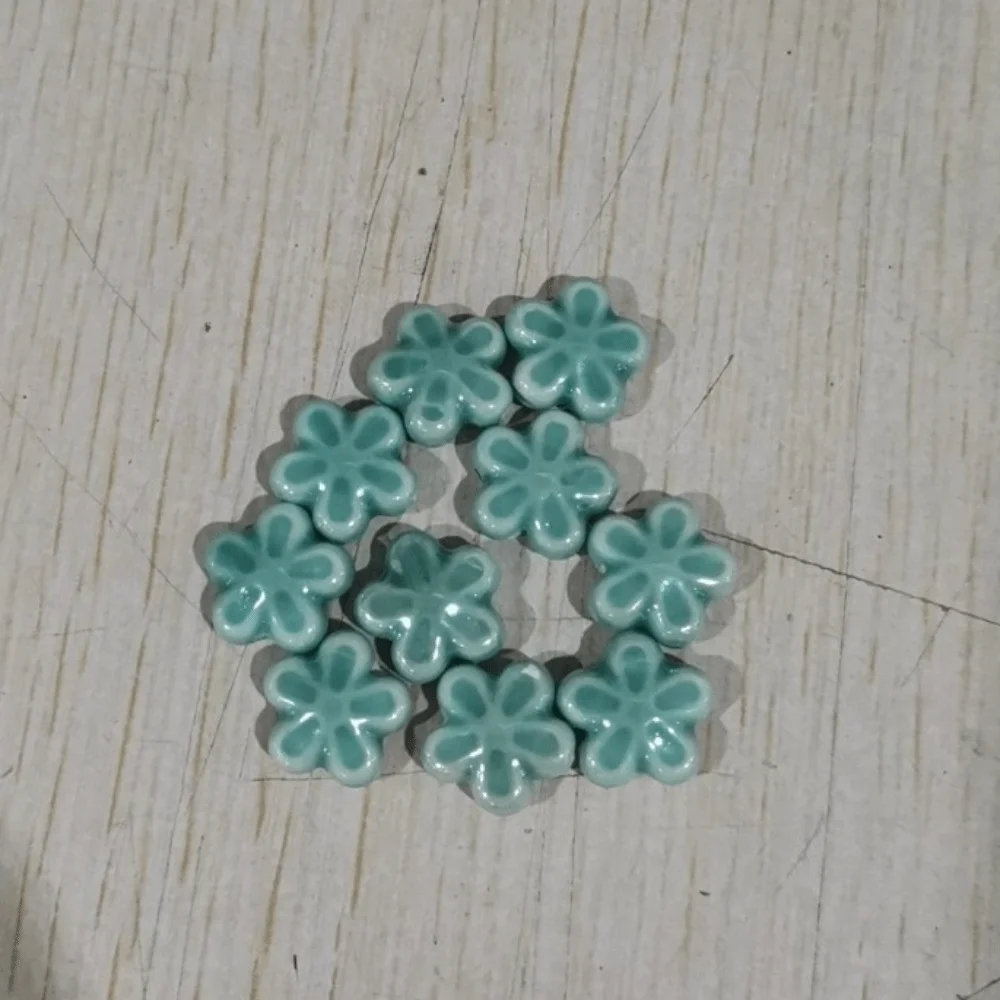 10pcs Handmade Craft Five-petaled Flower Bead Ceramic Fresh Color Ceramic Spacer Loose Beads DIY Accessories Bracelet Making Kit
