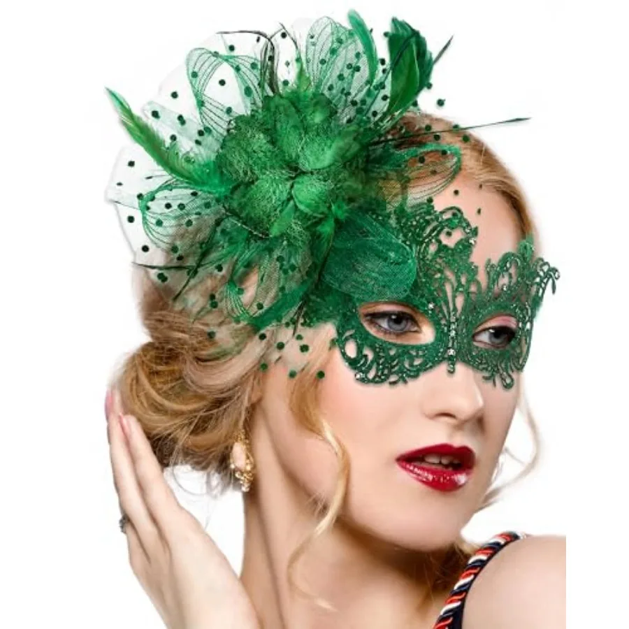 Máscaras de Encaje para Mujer - Elegante Máscara Veneciana con Flores para Halloween, Estilo Años 20 y 50, Antifaz para Fiesta