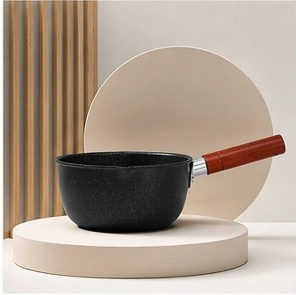 Japanese Style Non-Stick Milk Pot Multi-Functional Cooking Saucepan for Soup Boiling Milk Small Stockpot with Handle Easy Clean