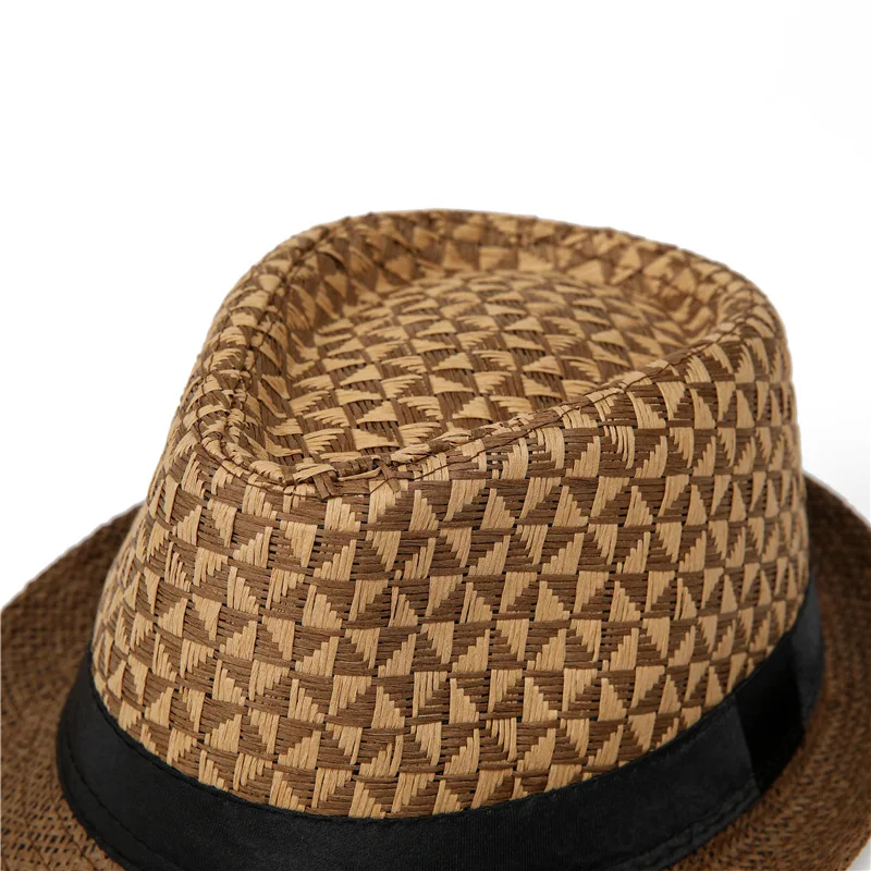 Fashion Summer Jazz Hat Beach Sunscreen Straw Hat Men Classic Panama Hat Retro Fedoras Top Hat Women Short Brim Bucket Hat