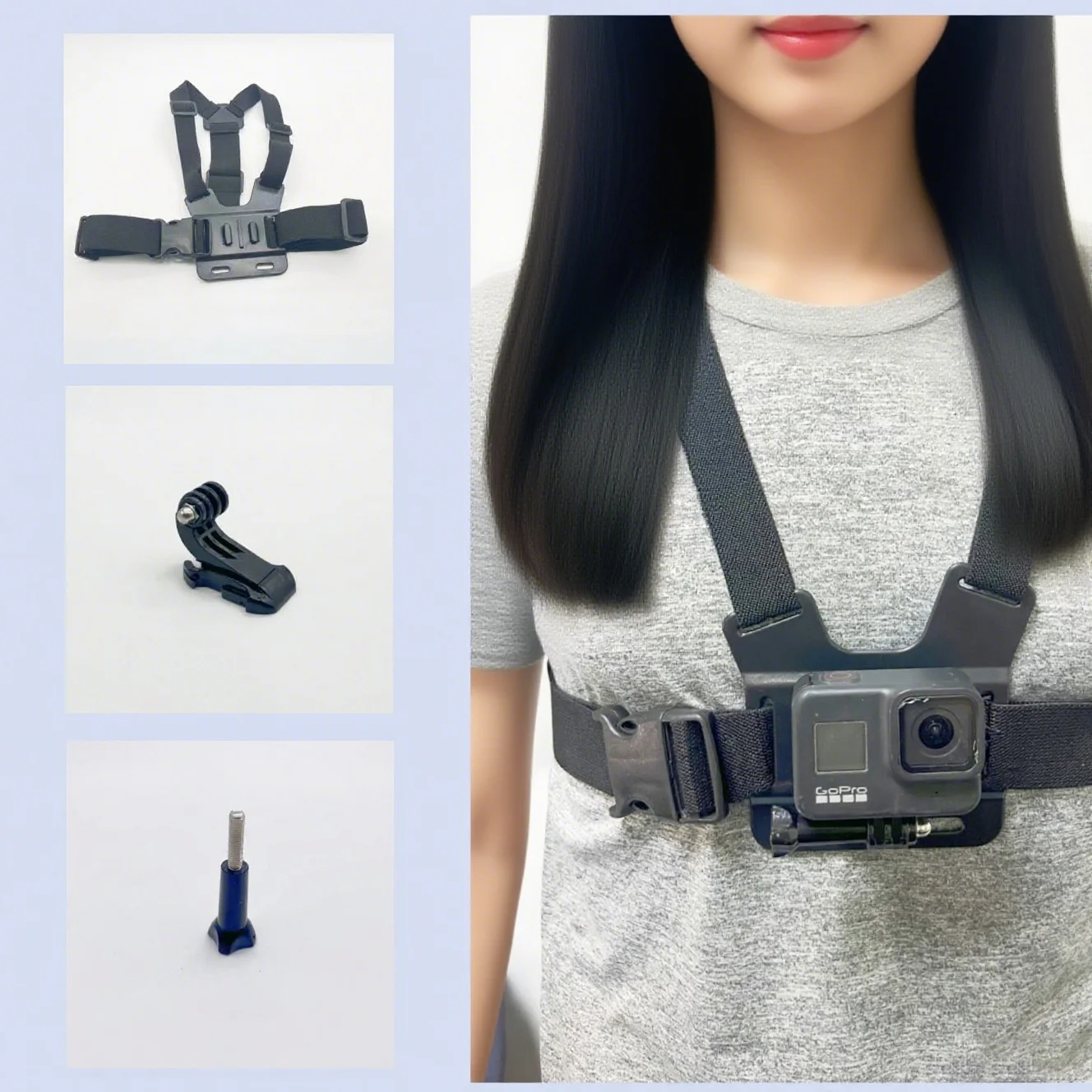 Adjustable Elastic Chest Strap for DJI Osmo Action 6/5 Pro/4 GoPro Insta360 Ace 2 - Riding Hiking Shooting First Person View