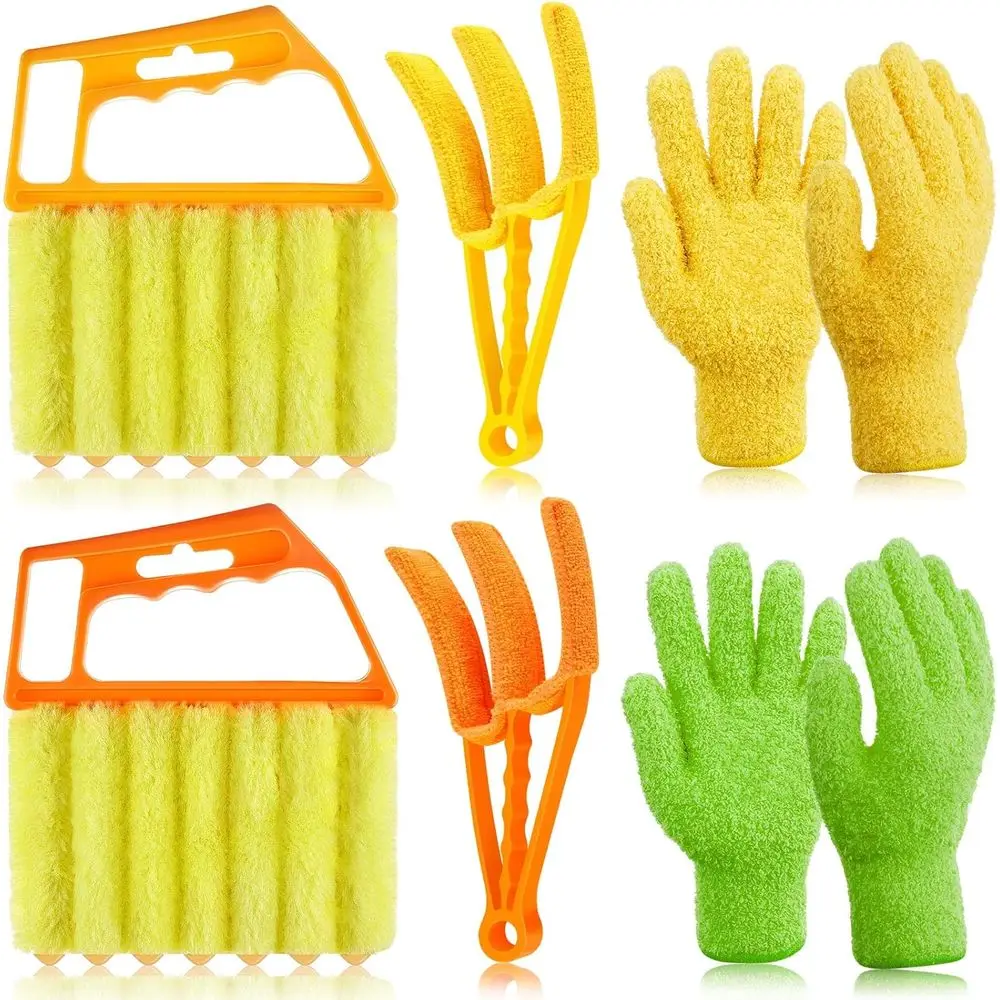 

6-Piece Window Venetian Blind Dusters, 7-Inch Dusting Tools, Shutter Brushes, and Cleaning Gloves Set for AC, Keyboard, and Home