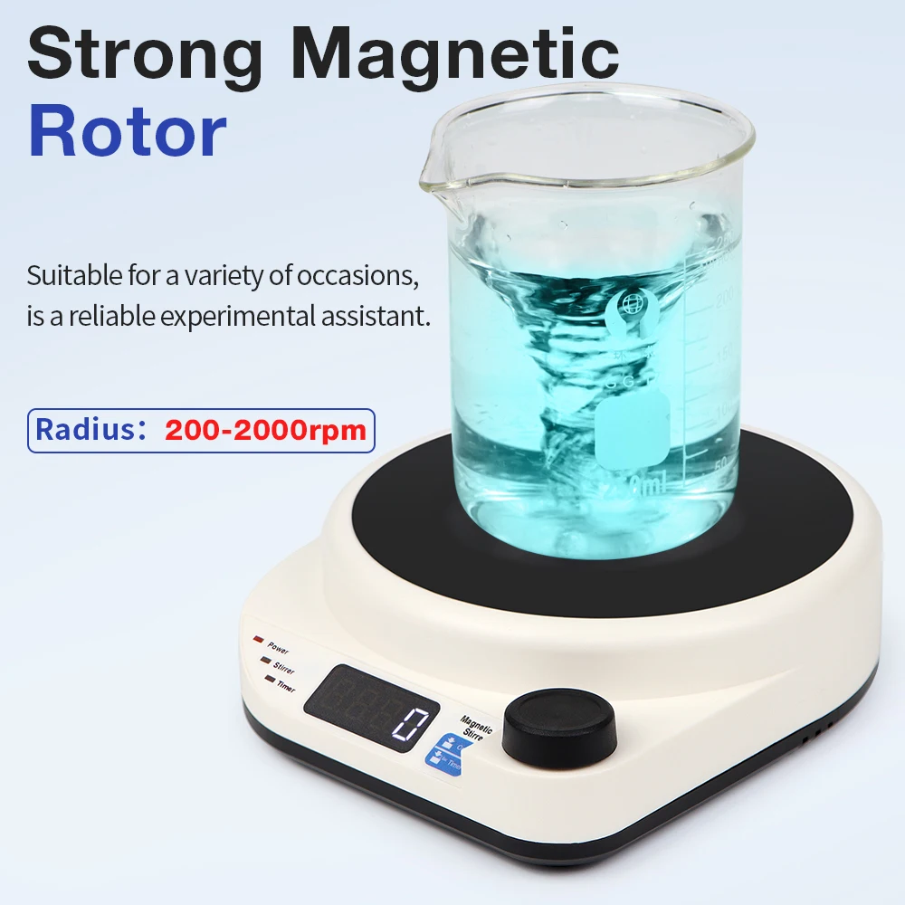 Mini agitatore magnetico Attrezzatura da laboratorio Agitatore magnetico Miscelatore magnetico 110v - 220v Con funzione timer barra di agitazione Display a LED